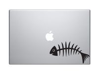 Fish Skeleton #1 - Bones Bony Fillet Bass Fishing Art - 5" Black Vinyl Decal Sticker Car Macbook Laptop