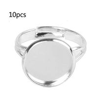 RUZYY 10Pieces DIY Ring Blanks with Bezel fit for 10 12mm Glass Cabochon Jewelry Making - A - 12 mm