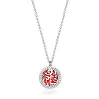 Anavia Personalized 0.98" Dia Crystal Essential Oil Aromatherapy Diffuser Necklace 316L Stainless Steel Pendant Locket Jewelry for Women Girls with 12 Refill Pads Box, Back Engraving