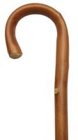 Walking Cane - Men's crook handle, x-heavy genuine 1" natural chestnut wood, scorched, 42" long with rubbber tip.