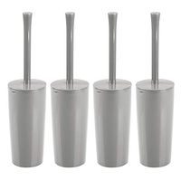 mDesign Slim Compact Plastic Toilet Bowl Brush and Holder for Bathroom Storage - Sturdy, Deep Cleaning - 4 Pack - Gray