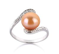 Chantel Pink 9-10mm AA Quality Freshwater 925 Sterling Silver Cultured Pearl Ring For Women - Size-8