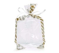 10ct Small Elegant Gold Candy Striped 7x2x3" Cello Cellophane Treat Food Snack Bags nfLG -651