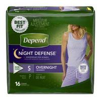 Depend Night Defense Adult Underwear, Pull On Small Disposable Heavy Absorbency, 47917 - Case of 32