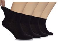 Hugh Ugoli Lightweight Men's Diabetic Ankle Socks Bamboo Thin Socks Seamless Toe and Non-Binding Top, 4 Pairs, Black, Shoe size: 8-12