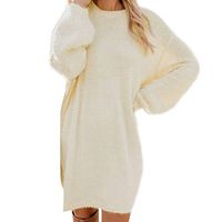 Women's Long Sleeve Sweater Dress,Ladies Loose Casual Knit Turtleneck Winter Solid Dress