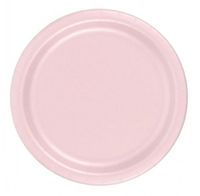 240 Light Pink (10 Pks of 24) 7 Inch Wax Coated Plain Solid Color Dessert Cake Paper Plates