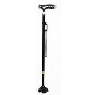 XIZH Trekking Pole - Magnetic Therapy Stick Aluminum Alloy Lamp Massage Old Man Cane Four Feet Power Telescopic Cane,Black