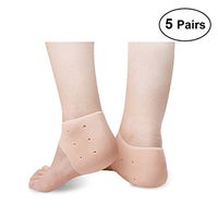 PeleusTech Heel Guard Gel Set, 5Pairs Heel Protectors - Relieve Heel Pain from Plantar Fasciitis - Heel Spur - Cracked Heels - (Skin Color)