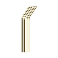 SWZLE 100% Eco-friendly Reusable Straws - Portable Stainless Steel Bent Drinking Straws for Juices & Smoothies - BPA Free - Perfect to Use at Restaurants & Parties - Gold - Pack of 4