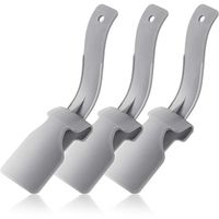 3 Pieces Lazy Shoe Helper Portable Lazy Shoe Lifting Helper Plastic Handled Shoe Horn for Easy Shoe Put On and Off, Fit for Men Women and Kids (Grey)