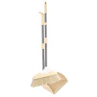 Ainia Long Handled Dustpan and Brush Set Broom and Dustpan for Schools Kidgarden Hotel Hospital Lobby Toilet Kitchen etc,Beige,A