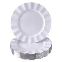 DISPOSABLE DINNER PLATES | 40 pc | Heavy Duty Plastic Dishes | Elegant Fine China Look | Veil - White (11.25”)