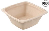 [200 Pack] 32oz Compostable Square Container Eco Friendly Bowls - Square Bowl Tree Free Sugarcane Bagasse Meal Prep Bento Boxes Take Out Catering Microwavable Deep Container by EcoQuality