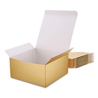 MALICPLUS 10 PCS Gift Boxes 8x8x4 Inches Premium Gift Boxes Bridesmaid Proposal Boxes, Gift Boxes with Lids for Light Weight Gifts, Crafting, Cupcake Boxes,Embossing Gold