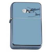 Underwater Diver Flip Top Oil Lighter Em1 Smoking Cigarette Silver Case Included