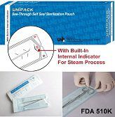 Dental See-Through Sterilization Pouches, Medical Grade, Case of 16 Boxes (200pcs/box)