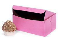 Bakery Boxes - 8x5-1/2x3" Pink Bakery Boxes 1 - Piece Lock Corner Box - (250 Per Pack) - WRAPS-BBPK853