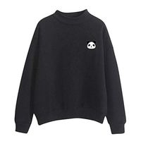 Hypothesis_X Women's Panda Hooded Sweatshirt Cute Crop Top Hoodies Pullover Tops Sweatshirt Black