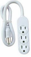 Kab Enterprise PS-304 White Mini 3-Outlet Power Strip - Quantity 1
