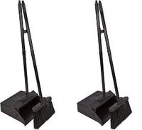 Carlisle 36141503 Duo-Pan Dustpan & Lobby Broom Combo, 3 Foot Overall Height, Black (2-Pack)