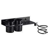 IMIKEYA Wall Mount Hair Dryer Rack Holder Multi-Function Aluminum Hair Dryer Rack Organizer for Bathroom Home Black