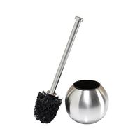 Bath Bliss Globe Shape Weighted Bottom Toilet Brush & Holder Set, Hygienic Rust Resistant, Heavy Duty Brush, Stainless Steel Silver
