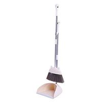 Broom and Dustpan Upright Natural Rubber Extra Long Handle Broom and Dustpan Soft Brush Magic Non-Stick Hair Broom Set Used for Lobby Floor Toilet Garden (Color : Brown)