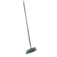 Home Basics Long Handled Plastic Push Broom (Blue)
