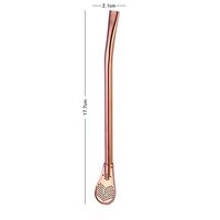 Iuhan Fashion Multicolour Stainless Steel Drinking Tea Yerba Mate Straw Gourd Bombilla Filter Spoon (Rose Gold)