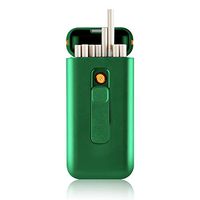 Cigarette Case with Lighter Cigarettes Box Portable 20pcs 100's Slim Cigarettes USB Lighters 2 in 1 Rechargeable Flameless Windproof Electric Lighter (Green)