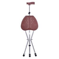 Xqr Cane Seat Crutches Height Adjustment Crutches Seat Walker Non-Slip Folding Lightweight Stool Square Foot Stool Massage Crutches Seat Aluminum Crutches Travel Assistance for The Elderly,Brown