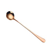 Long Handle Spoons , Sacow Stainless Steel Colorful Round Head Spoon Coffee Mixing Spoons Dessert Spoons (Rose Gold)