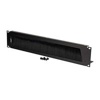 C2G 14600 2U Cable Pass-Through Panel with Brush Strip, TAA Compliant, Black (Made in The USA)