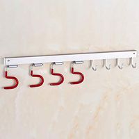 Punch-Free Mop Rack Wall-Mounted Hook Bathroom Broom Mop and Broom Organizer Wall Mounted Adjustable Holder and Hooks Easy Clean