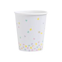 Fire and Creme Hearts Foiled Paper Party Cups Gold and Pastel Colors 9 Ounce - Pack of 8