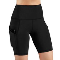 Women’s High Waist Yoga Legging Out Pocket Short Tummy Control Pants Workout Tights Leggings Non See-Through Amiley (Large, Black)
