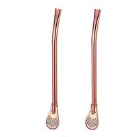 HP95 Pack of 2 Stainless Steel Yerba Mate Tea Gourd Bombilla Straws - Reusable Filtered Bent Drinking Straw with Spoons (Rose Gold)
