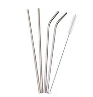 Stainless Steel Straws, 4pcs 12" Ultra Long 0.3" Wide Reusable Metal Drinking Straws with Cleaning Brush and Pouch for Tall Tumblers