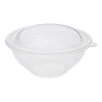 B-KIND Bundle of Clear Round PET Plastic Salad Bowls with Lids - Pack of 50 (24oz)