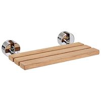 20'' Teak Wood Folding Shower Seat Bench, Wall Mount Bathroom Folding Shower Bench Seat, Medical Shower Bath Stool Seat