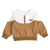 Tomppy Infant Baby Girl Boys Hoodie Toddler Long Sleeve Zip Pullover Hooded Sweatshirt Tops Kids Fall Clothes Coffee