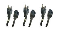 C&E 3 Pack Power Extension Cord, Black, SJT, NEMA 5-15P to NEMA 5-15R, 14 AWG, 3 Conductor, 15 Amp, 10 Feet