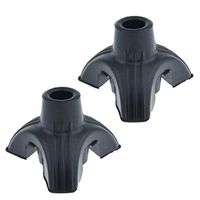 Fityle 2X Black Durable Tripod Rubber Tips Bases for Elderly Senior Cane Walking Stick Crutches 16mm 5/8 inch