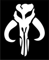 Boba Fett Mandalorian Clan Symbol - Vinyl 3" tall (Color: WHITE) decal laptop tablet skateboard car windows stickers - by So Cool Stuff