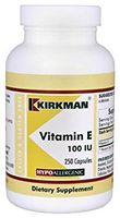 Kirkman Vitamin E 100 IU - Hypoallergenic || 250 Vegetarian Capsules || Supports Immune System || Gluten Free || Casein Free || Soy-Free