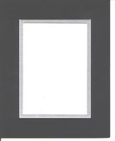 Pack of 5 11x14 Black & Silver Double Picture Mats Mattes Matting Cut for 8x10 Pictures