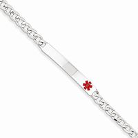 Sterling Silver Polished Medical Curb Link ID Bracelet