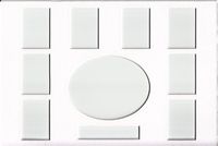 24x36 White Collage 10 Opening w/ Text Opening Picture Mats with White Core, Bevel Cut