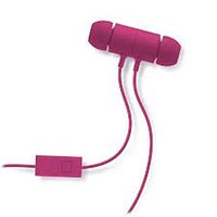 Nicole Miller Round Interlock Stereo Earbuds with Mic Magenta Pink Fuchsia